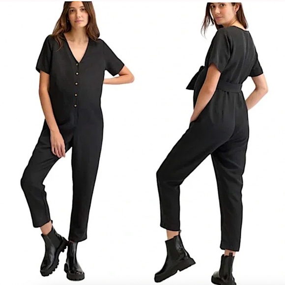 HATCH The Noelle Jumpsuit Maternity Linen Blend Black - Picture 7 of 16